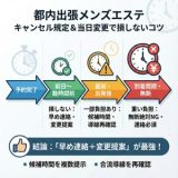 東京 出張 メンズエステのキャンセル規定は?当日変更で損しないために