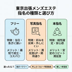 東京 出張 メンズエステの“指名”は必要？写真指名・本指名のメリットと選び方